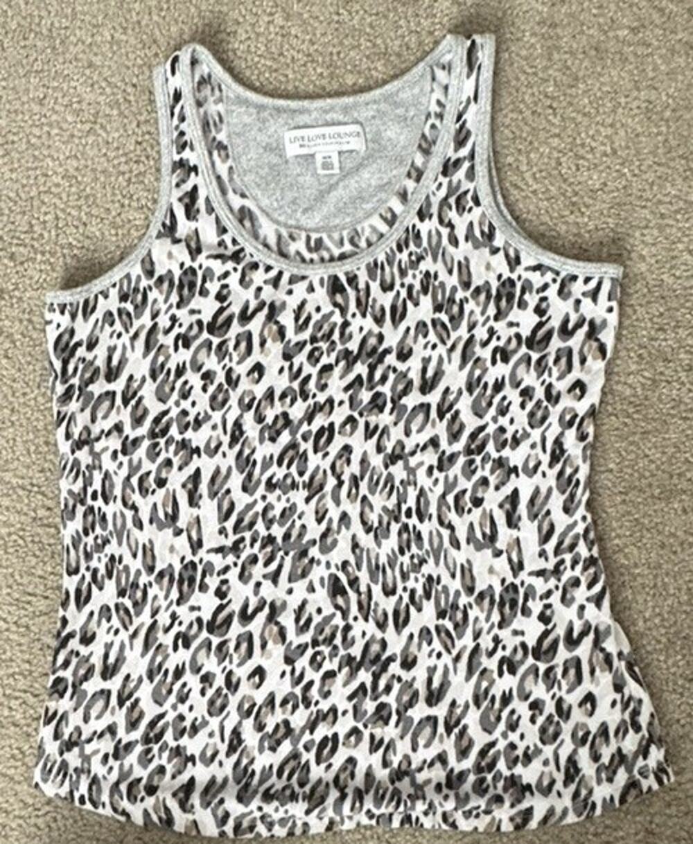 Karen Neuburger Live Love Lounge Womens M Leopard Pajama Tank Top Soft Knit